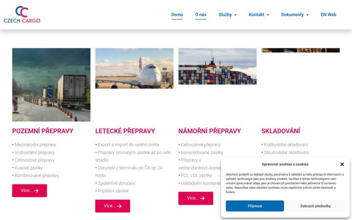 Screenshot stránky czech-cargo.cz