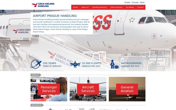 Ekrano kopija czechairlineshandling.com