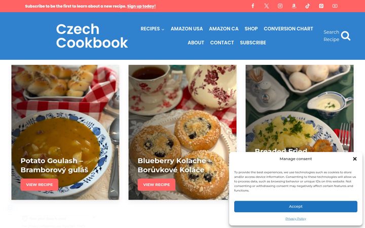 Screenshot of czechcookbook.com
