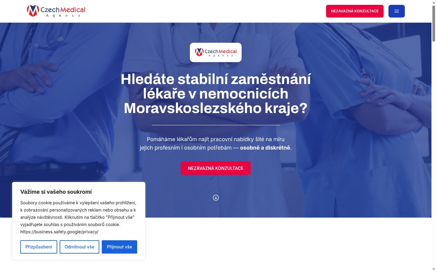 Snímka obrazovky banera súhlasu zobrazeného pred akoukoľvek interakciou
