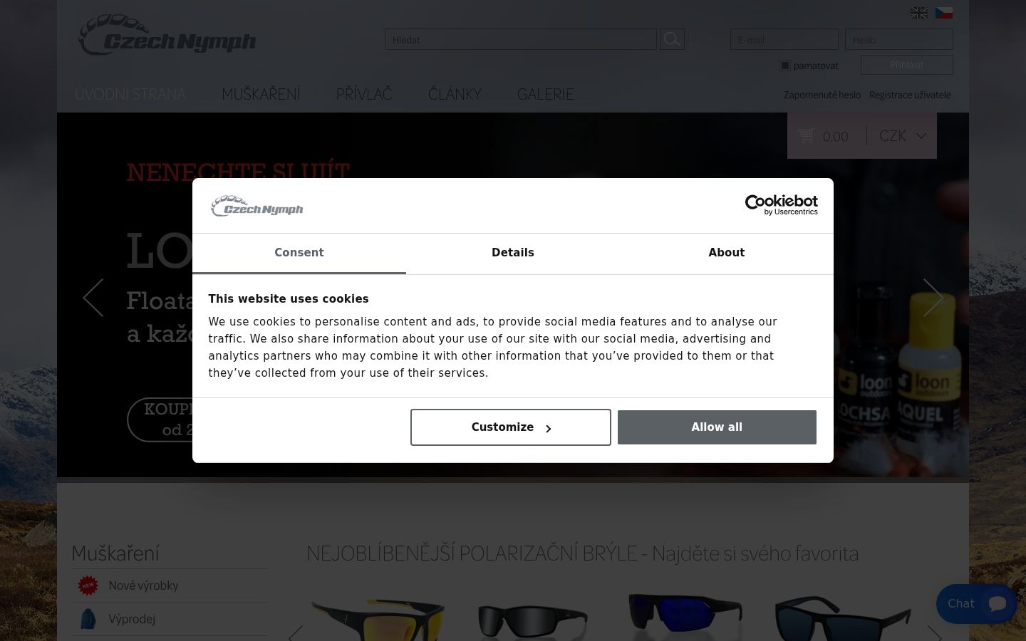 Snímka obrazovky banera súhlasu zobrazeného pred akoukoľvek interakciou
