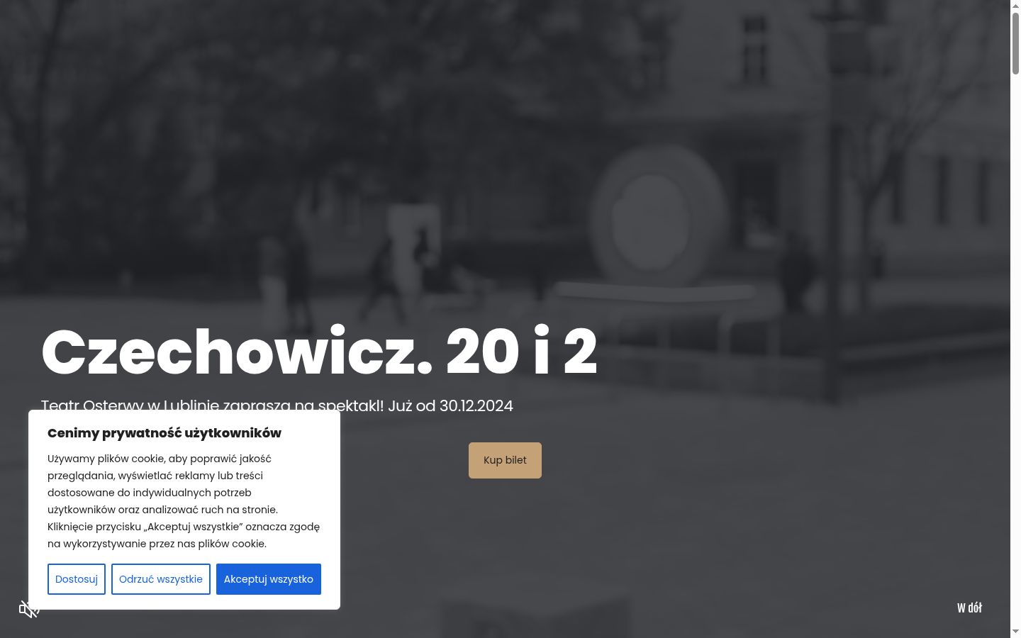 Zrzut ekranu banera zgody wyświetlanego przed jakąkolwiek interakcją