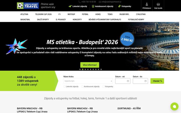 Екранна снимка на czechsporttravel.cz