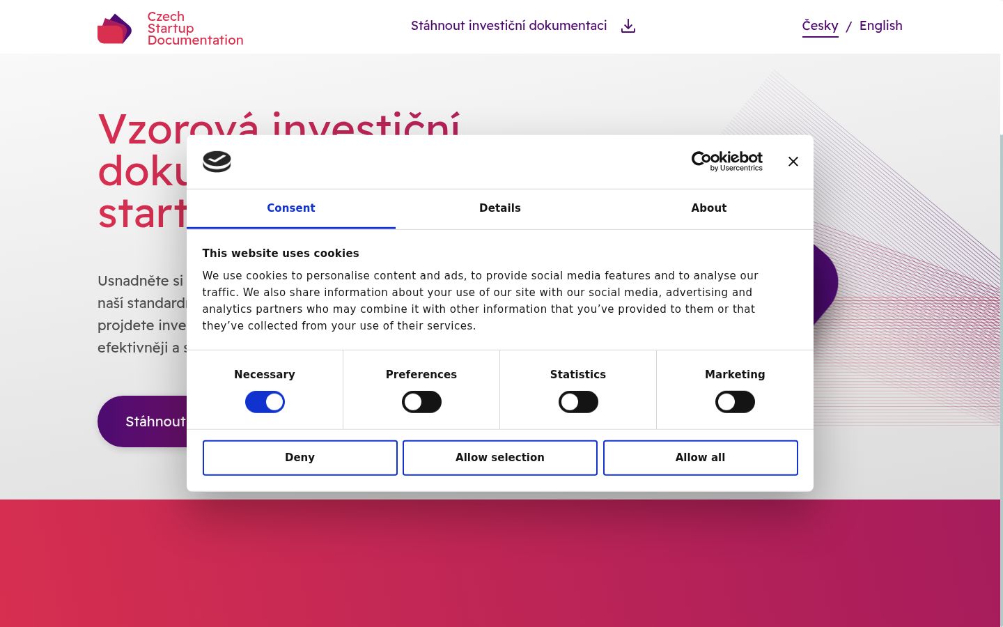 Snimka zaslona bannera za privolu prikazanog prije bilo kakve interakcije