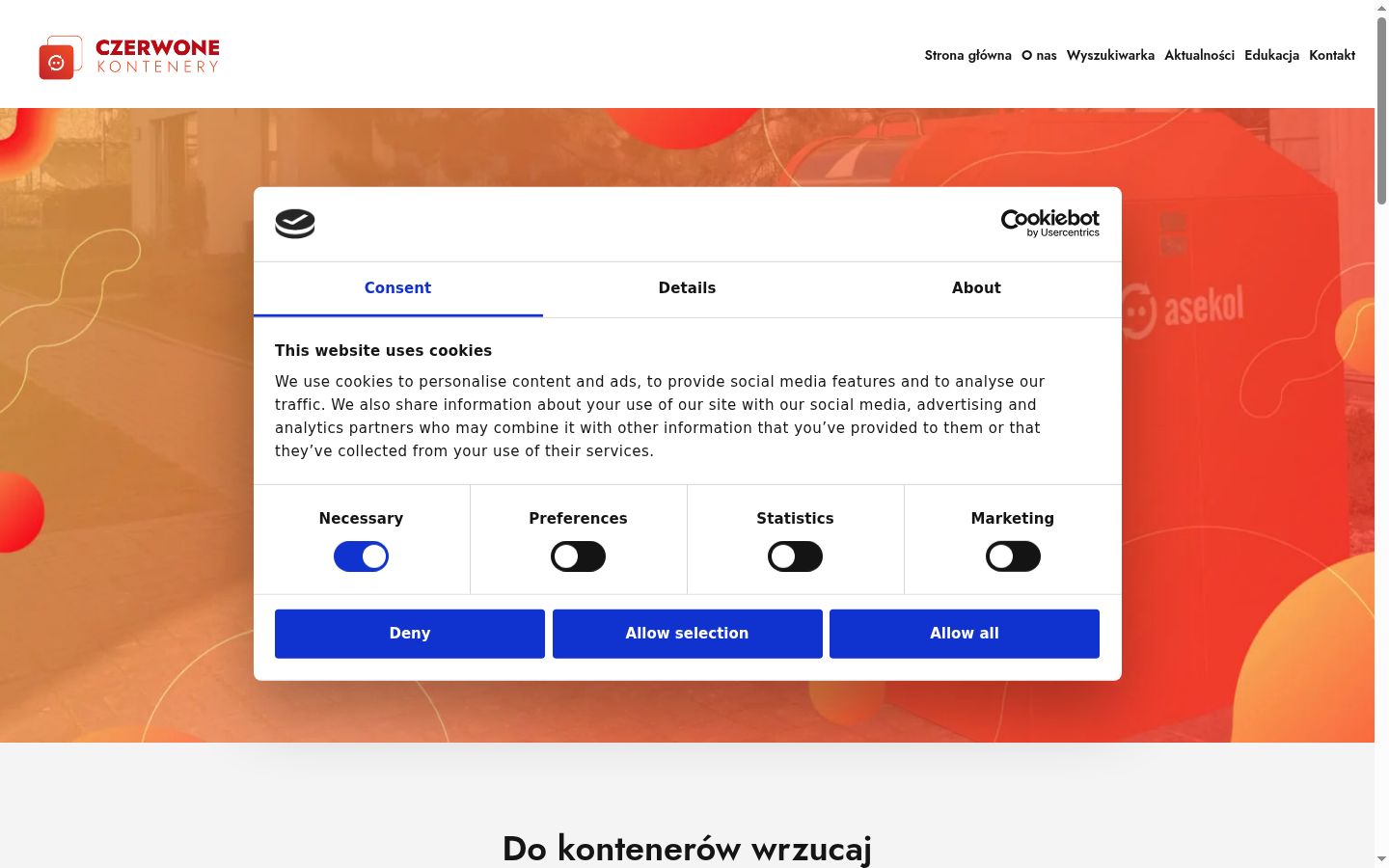 Capture d'écran de la bannière de consentement affichée avant toute interaction
