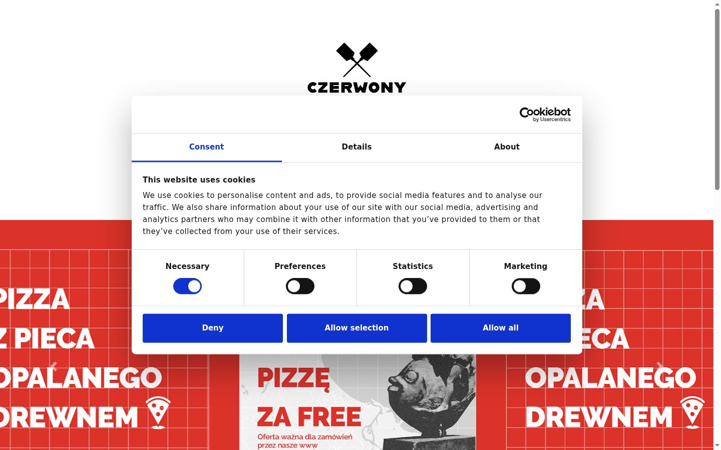 Screenshot of the consent banner shown before any interaction