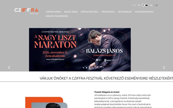 Screenshot of cziffrafesztival.hu