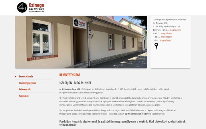 Screenshot of czinegebaukft.hu