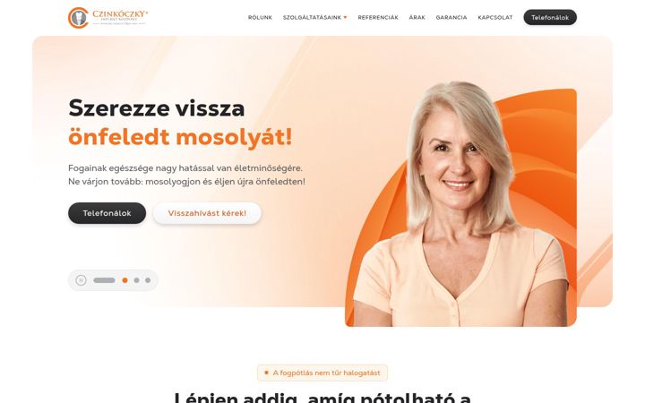 Screenshot of czinkoczky-fogbeultetes.hu