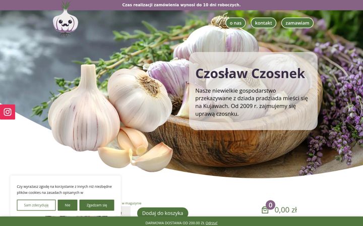 Ekrānuzņēmums no czoslawczosnek.pl