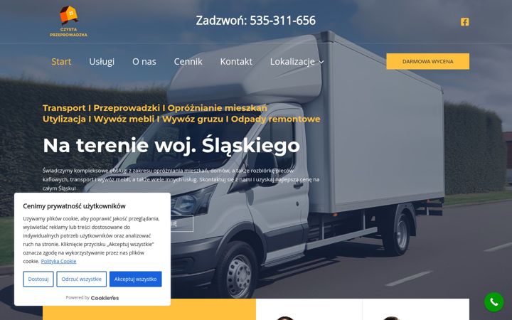 Captură de ecran a czysta-przeprowadzka.pl