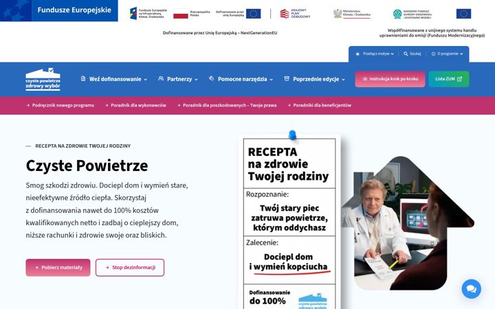 Screenshot of czystepowietrze.gov.pl