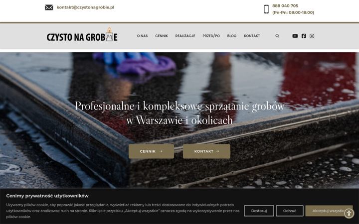 Captură de ecran a czystonagrobie.pl