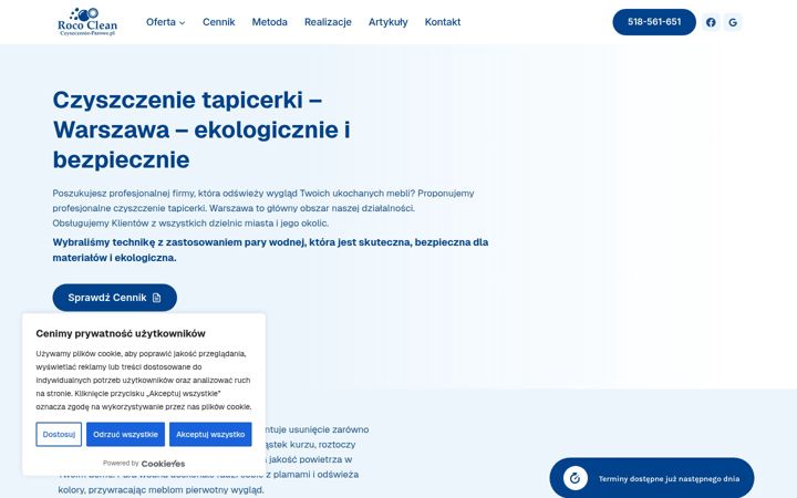 Captură de ecran a czyszczenie-parowe.pl