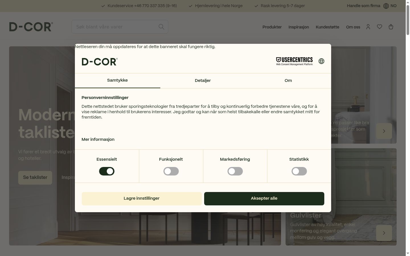 Sutikimo reklamjuostės, rodytos prieš bet kokią sąveiką, ekrano kopija
