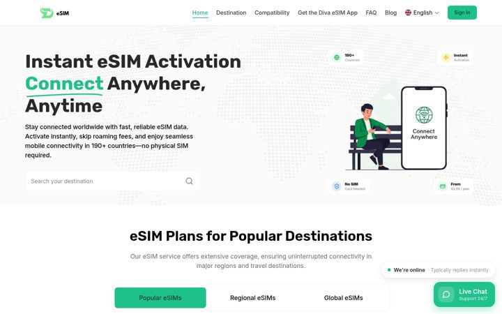 Screenshot of d-esim.com