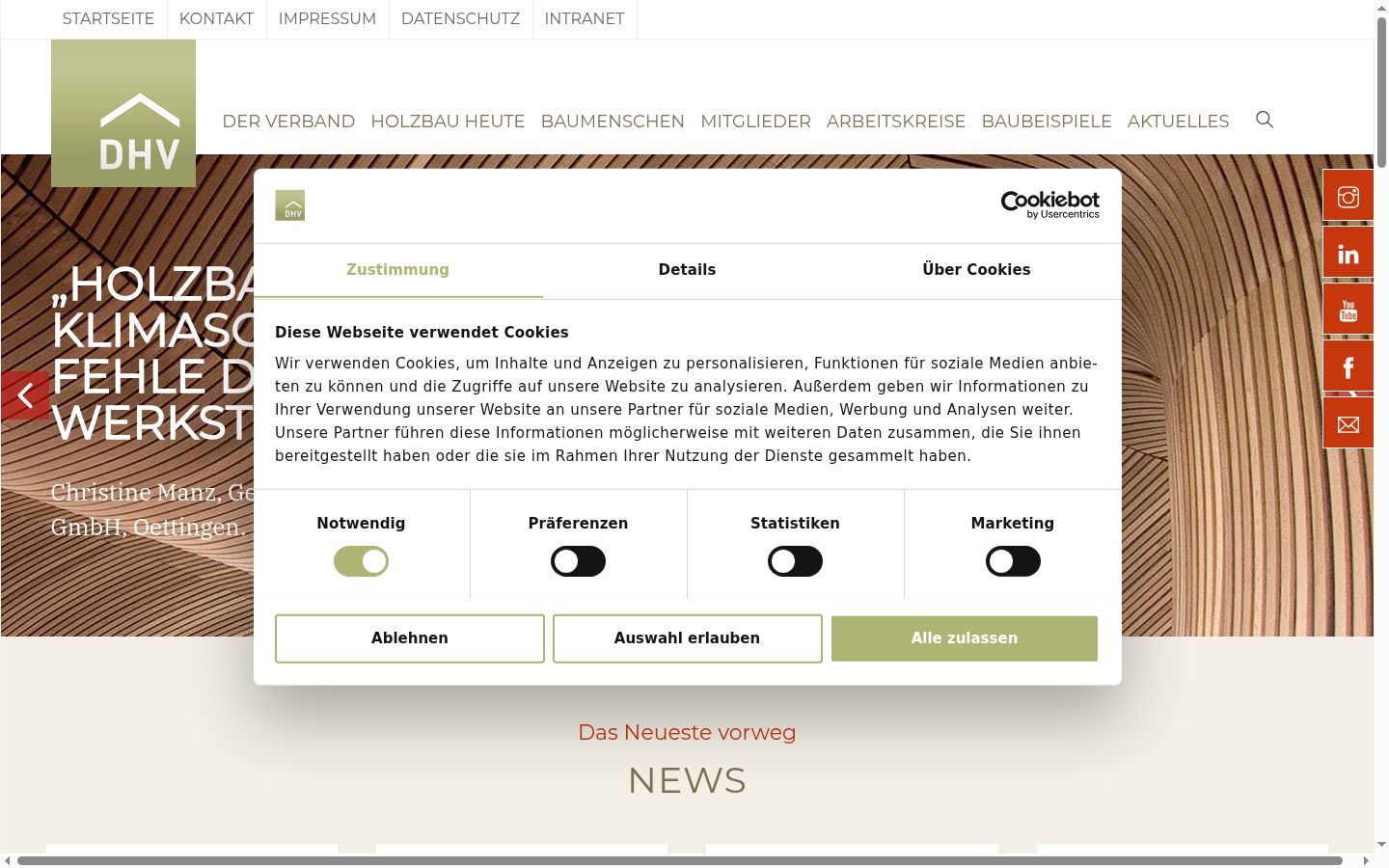 Screenshot del banner di consenso mostrato prima di qualsiasi interazione