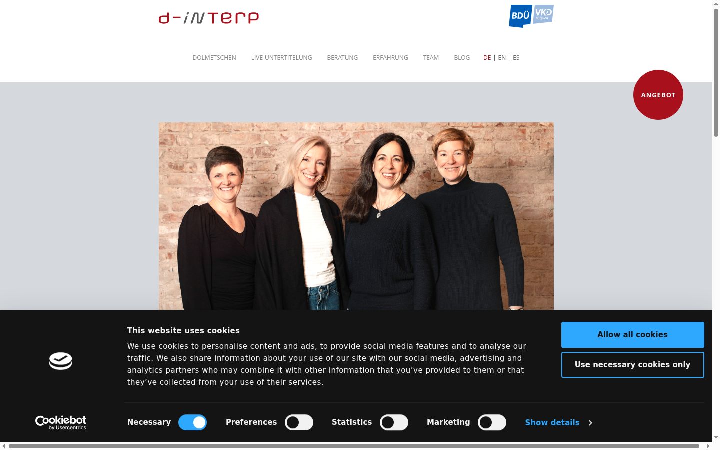 Screenshot of the consent banner shown before any interaction