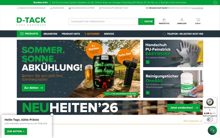 Screenshot of d-tack.de