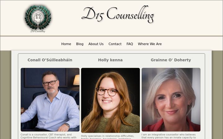 Screenshot van d15counselling.ie