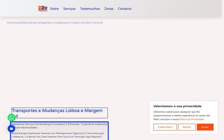 Screenshot of d2mudancas.pt