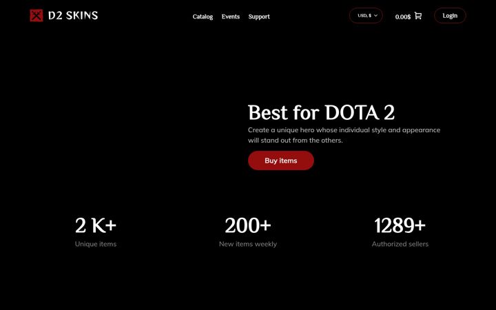 Screenshot of d2skins.com