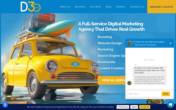Screenshot stránky d3corp.com