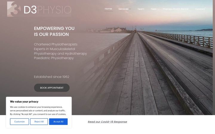 Screenshot van d3physio.ie