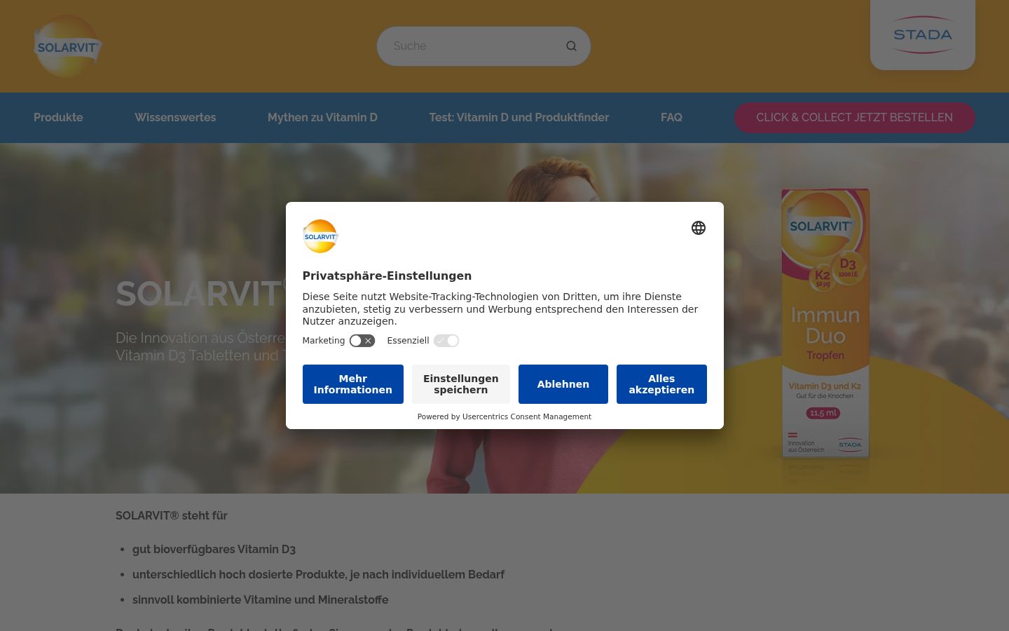 Capture d'écran de la bannière de consentement affichée avant toute interaction