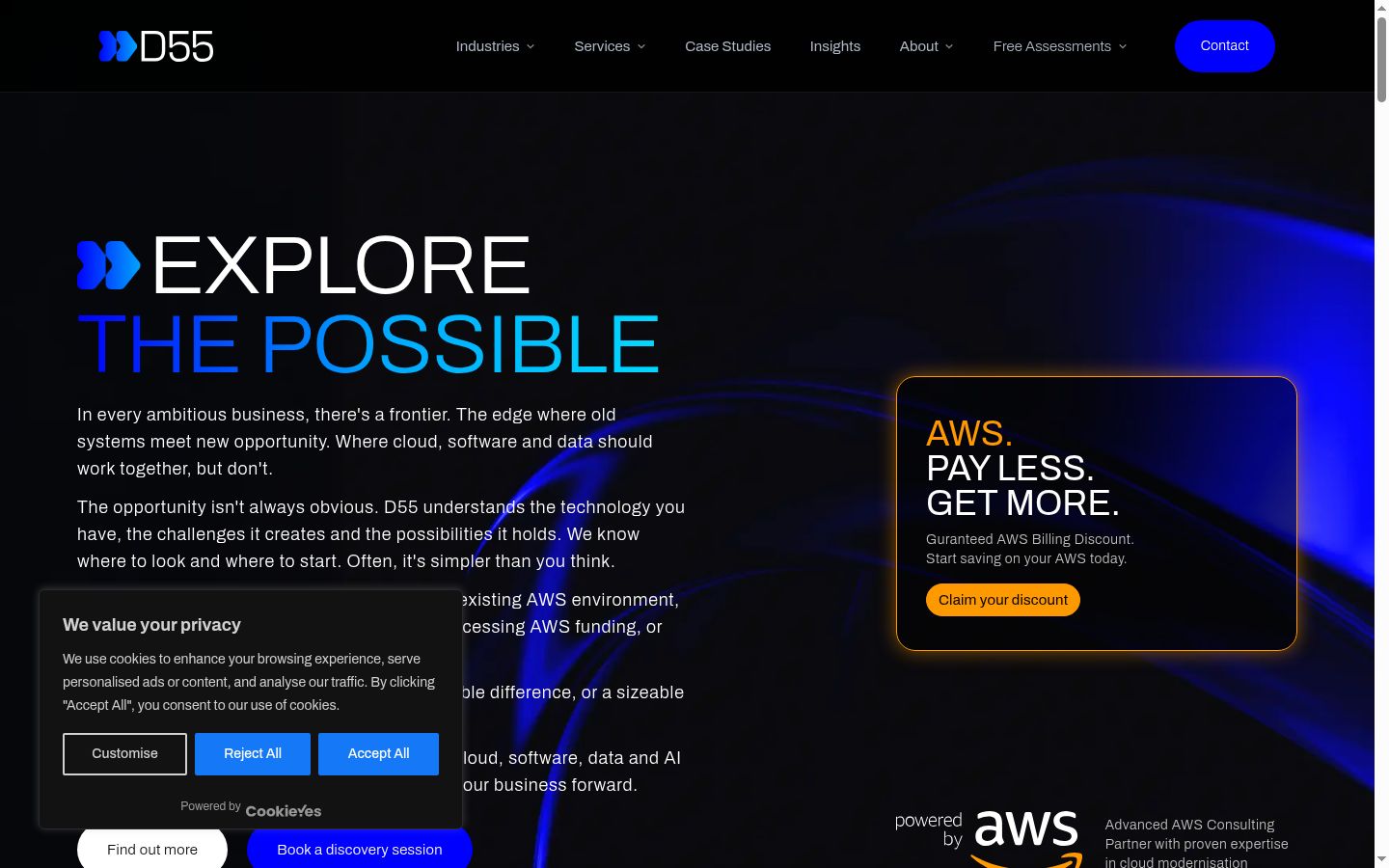 Screenshot del banner di consenso mostrato prima di qualsiasi interazione