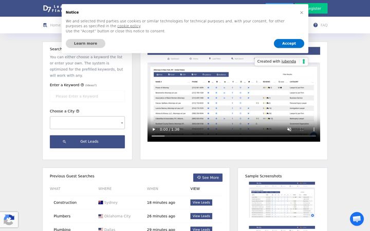 Screenshot of d7leadfinder.com