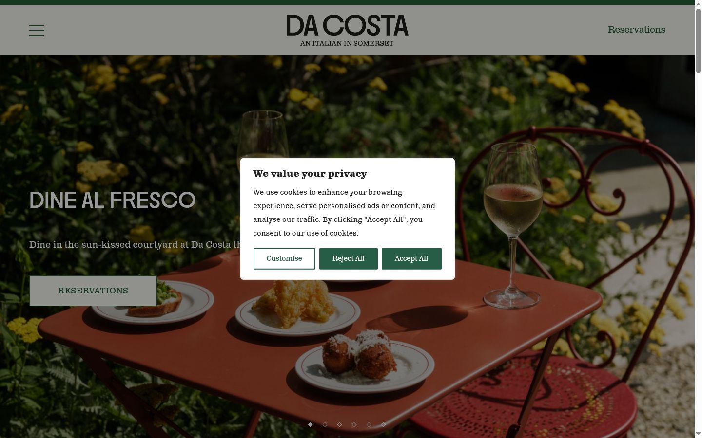 Screenshot del banner di consenso mostrato prima di qualsiasi interazione