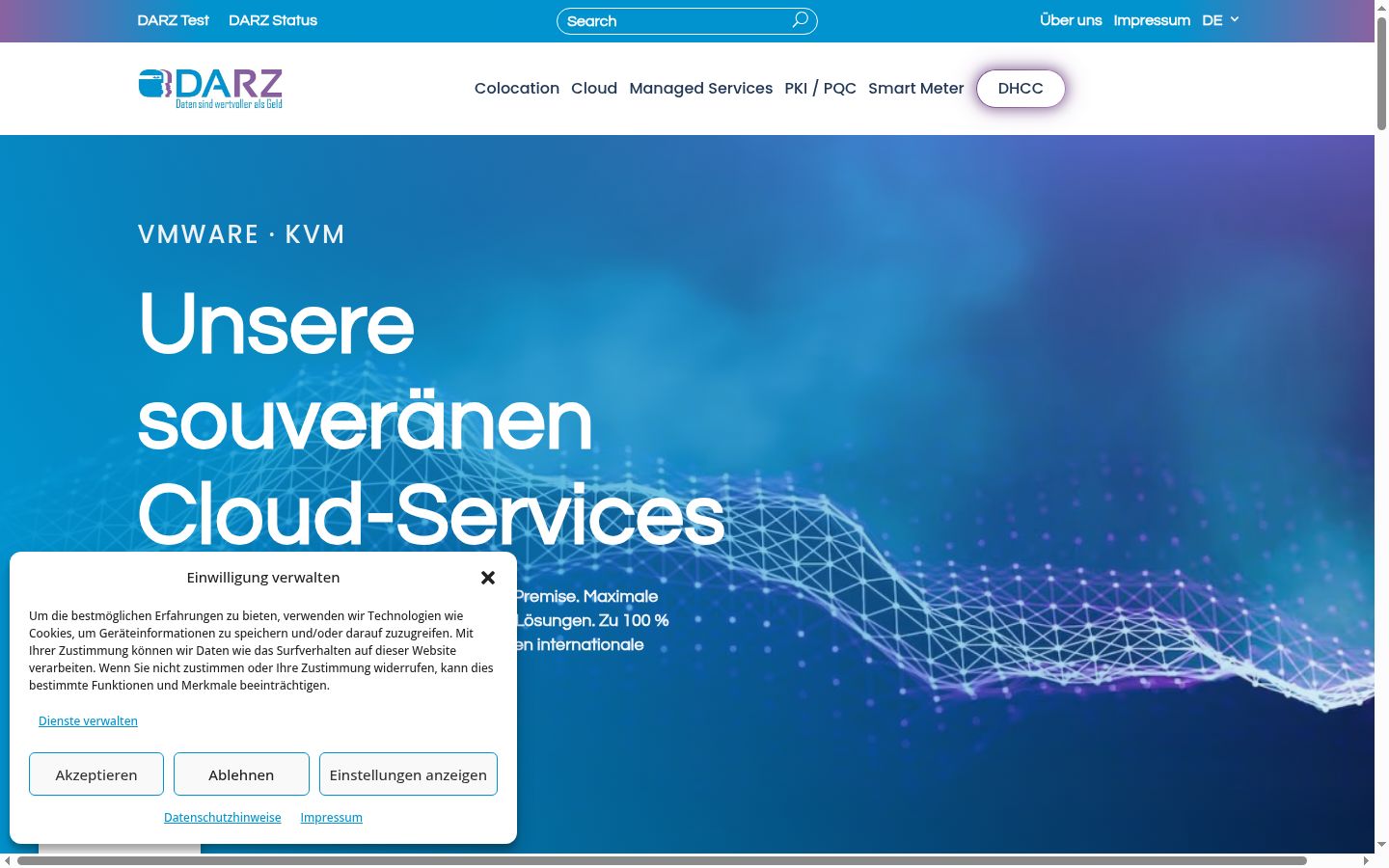 Screenshot del banner di consenso mostrato prima di qualsiasi interazione