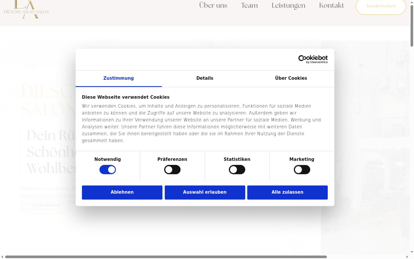 Screenshot del banner di consenso mostrato prima di qualsiasi interazione