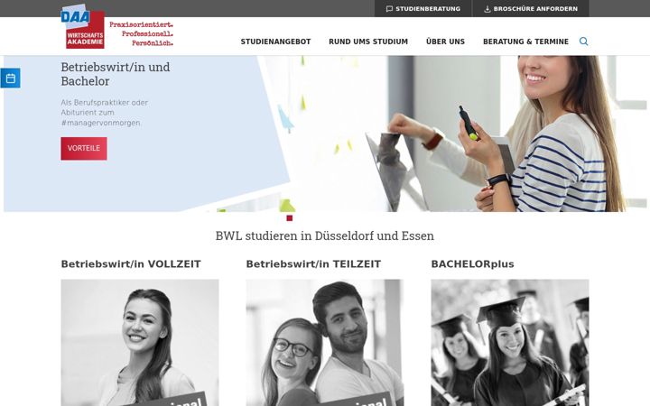 Екранна снимка на daa-wirtschaftsakademie.de