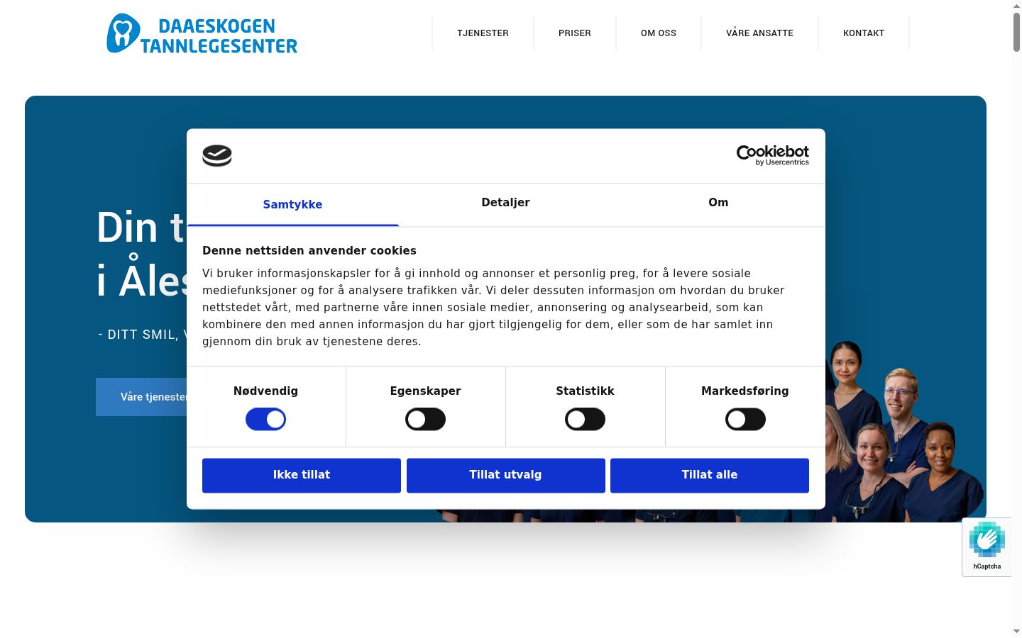 Screenshot des Einwilligungsbanners vor jeglicher Interaktion