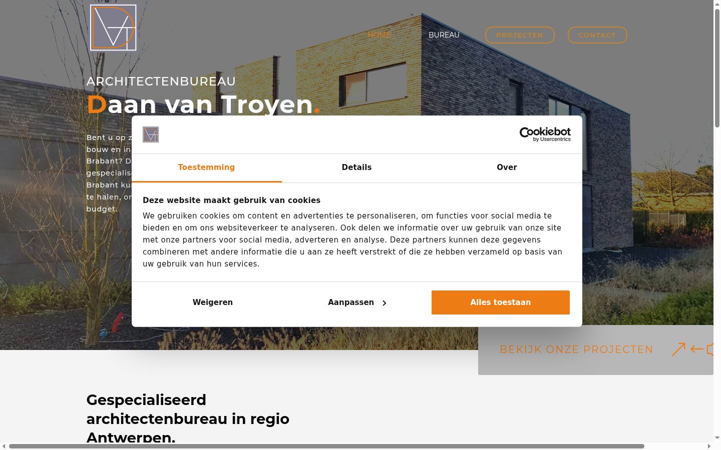 Screenshot van de toestemmingsbanner zoals getoond vóór enige interactie