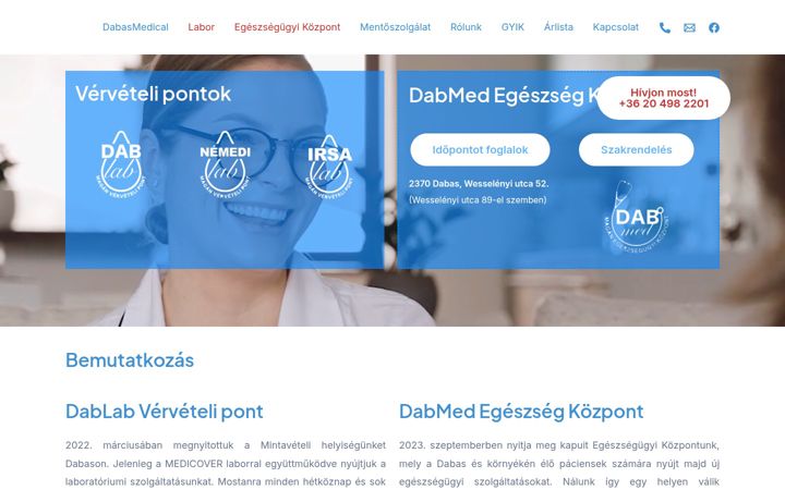 Zrzut ekranu dabaslabor.hu