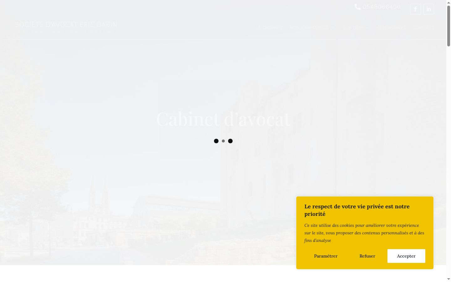Capture d'écran de la bannière de consentement affichée avant toute interaction