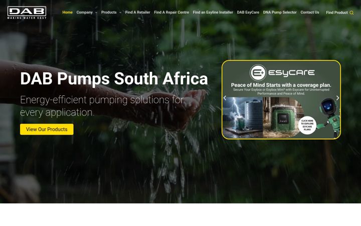 Екранна снимка на dabpumps.co.za