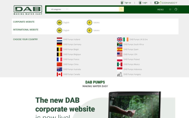 Screenshot of dabpumps.com