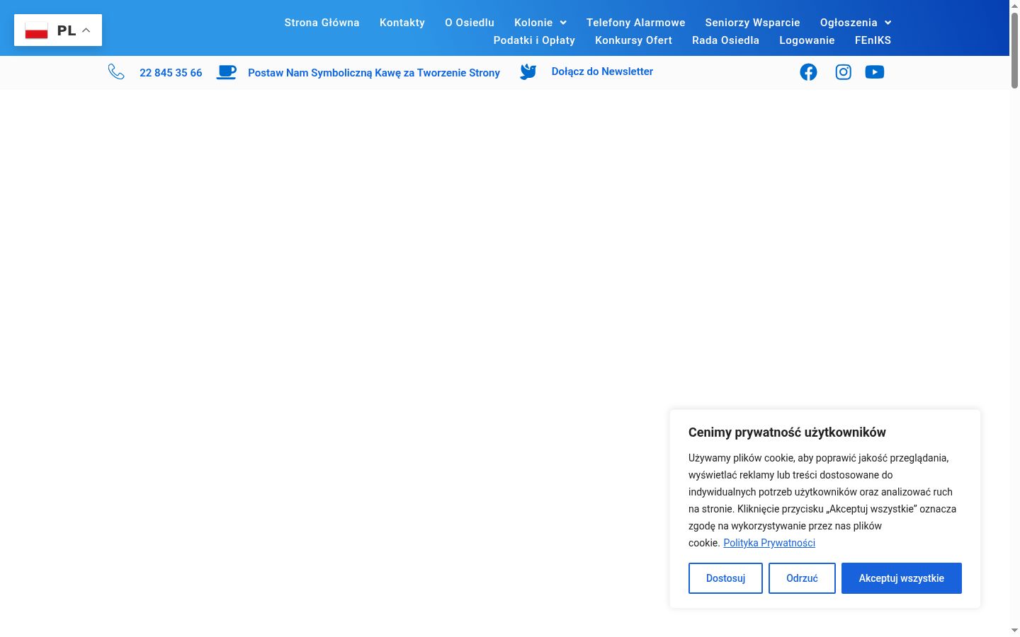 Screenshot del banner di consenso mostrato prima di qualsiasi interazione