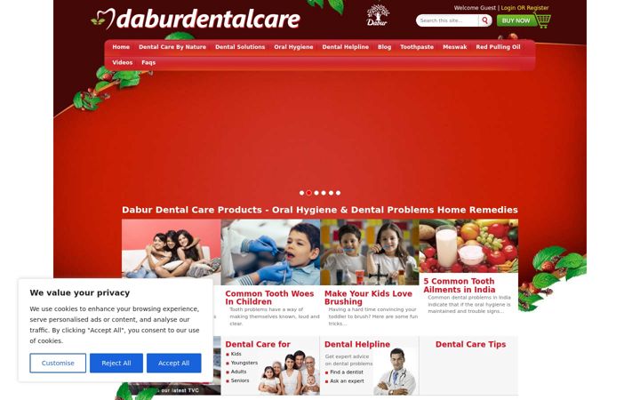 Screenshot of daburdentalcare.com