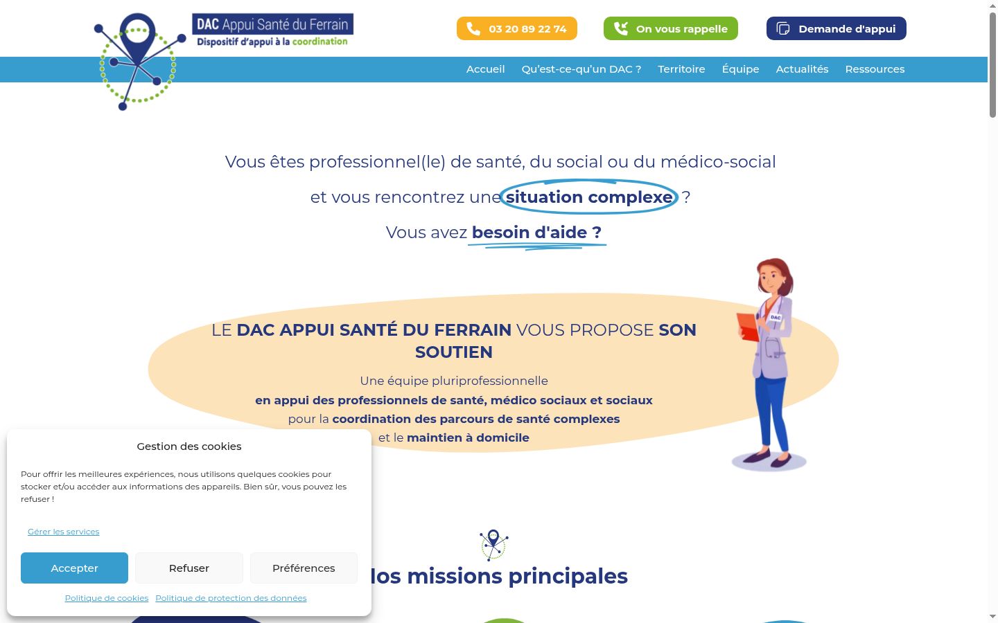 Capture d'écran de la bannière de consentement affichée avant toute interaction