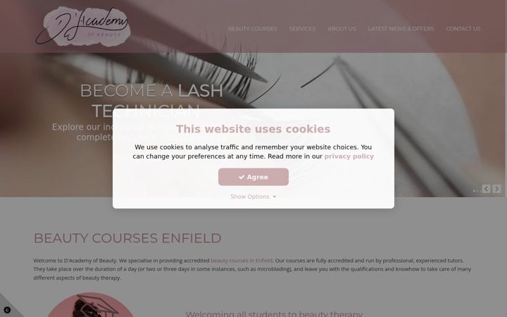 Screenshot of dacademyofbeauty.com
