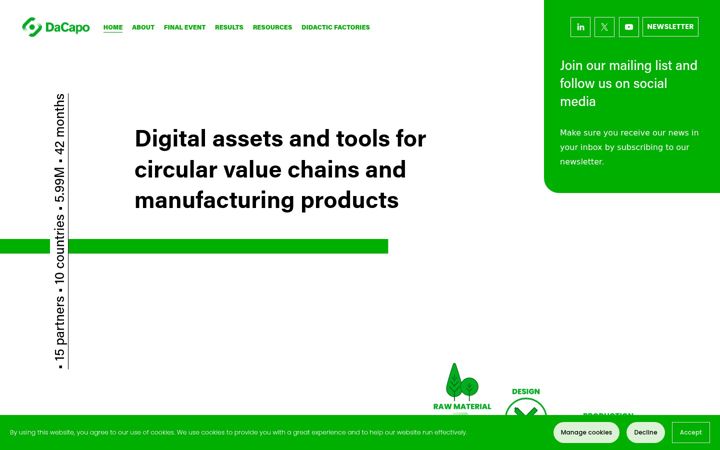 Screenshot stránky dacapo-project.eu