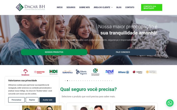 Екранна снимка на dacarbhseguros.com.br