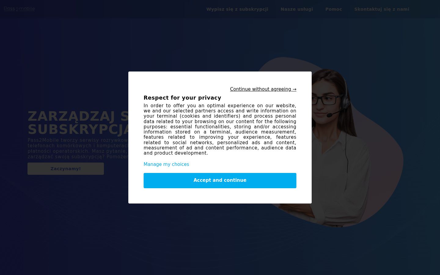 Screenshot of the consent banner shown before any interaction