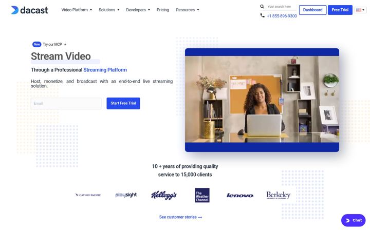 Skjermbilde av dacast.com