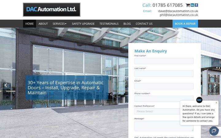 Captura de pantalla de dacautomation.co.uk